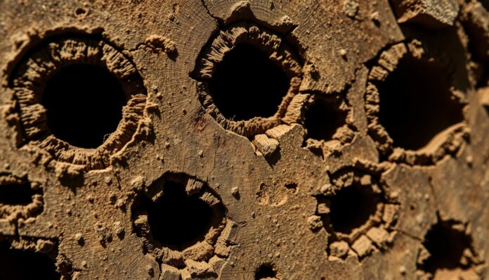 what do termite holes look like