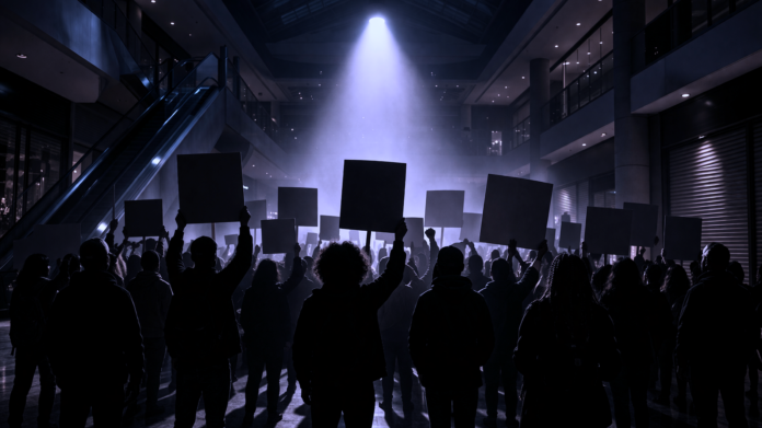 Protests inside shopping centres